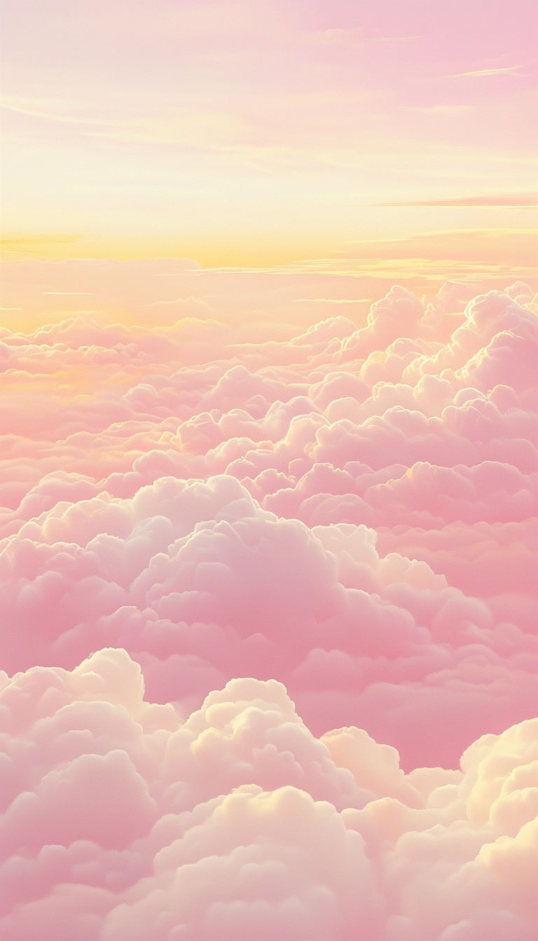 Ethereal Pink and Cream Cloudy Sky Digital Art Mobile Wallpaper