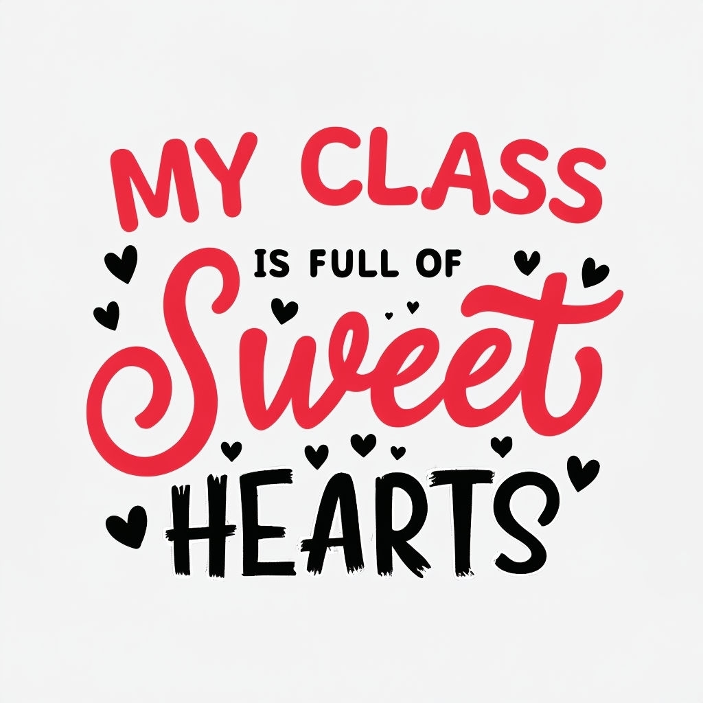 Playful "My Class is Full of Sweet Hearts" Typography Design Mug