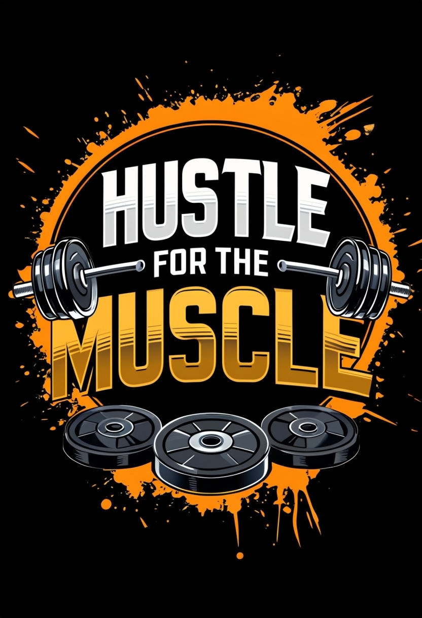 Hustle for the Muscle Motivational Graphic Design Poster