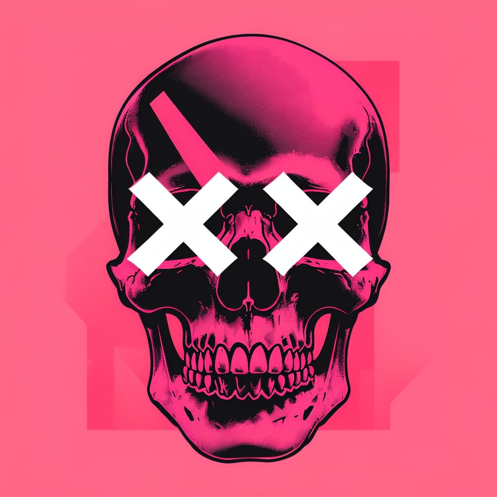 Edgy Black Skull with Neon Pink Details Graphic Art Spotify Album Cover