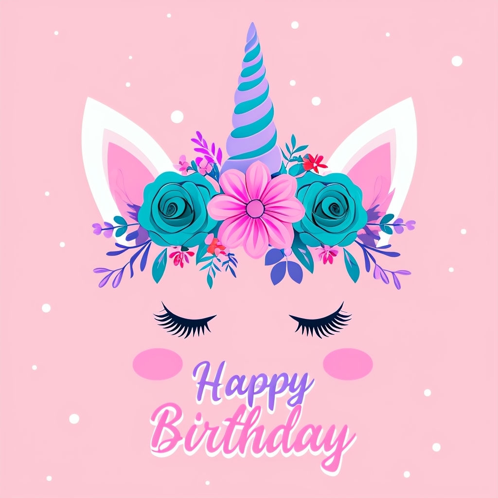 Whimsical Unicorn Birthday Card Design for Cheerful Celebrations Social Media Post