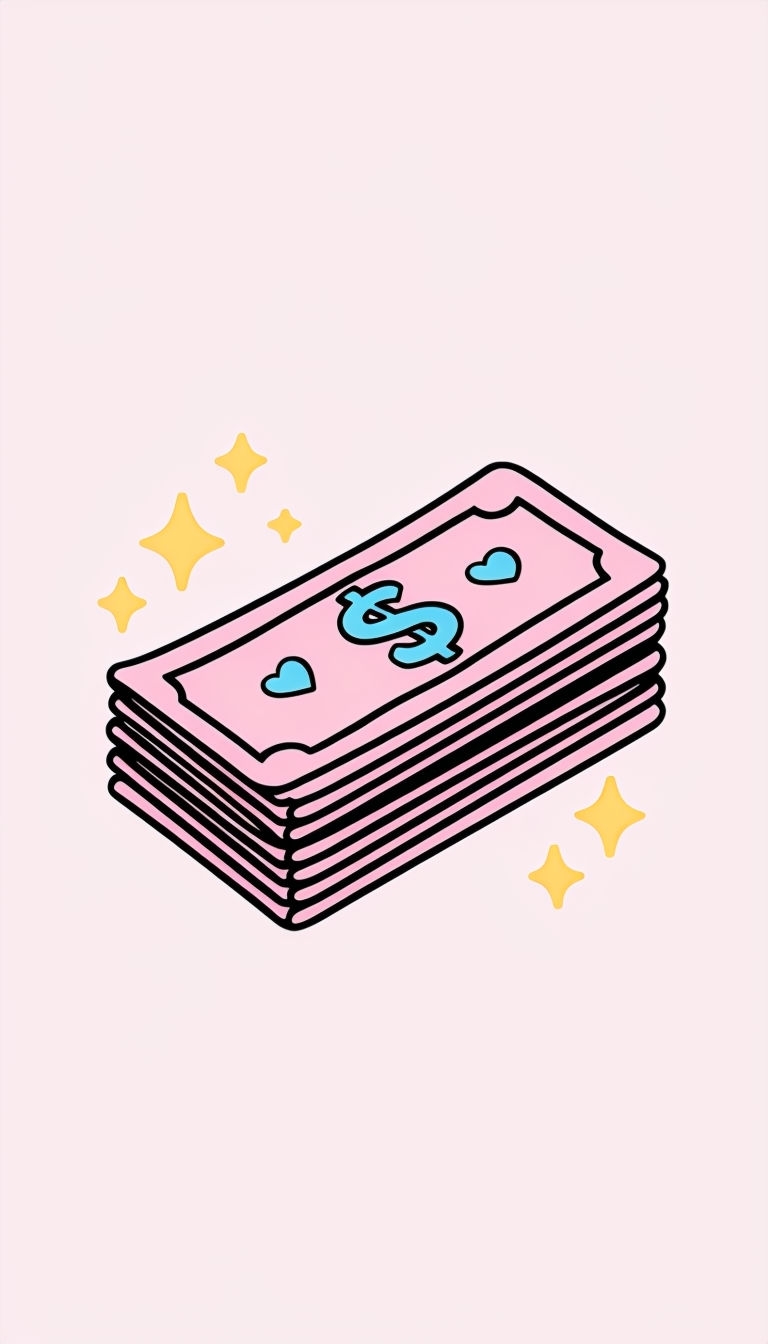 Playful Pink Money Bills Illustration with Hearts Phone Case Cover