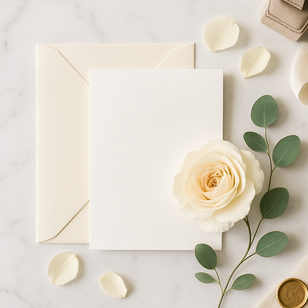 Elegant Minimalist Still Life Photograph with Rose Accents Mockup