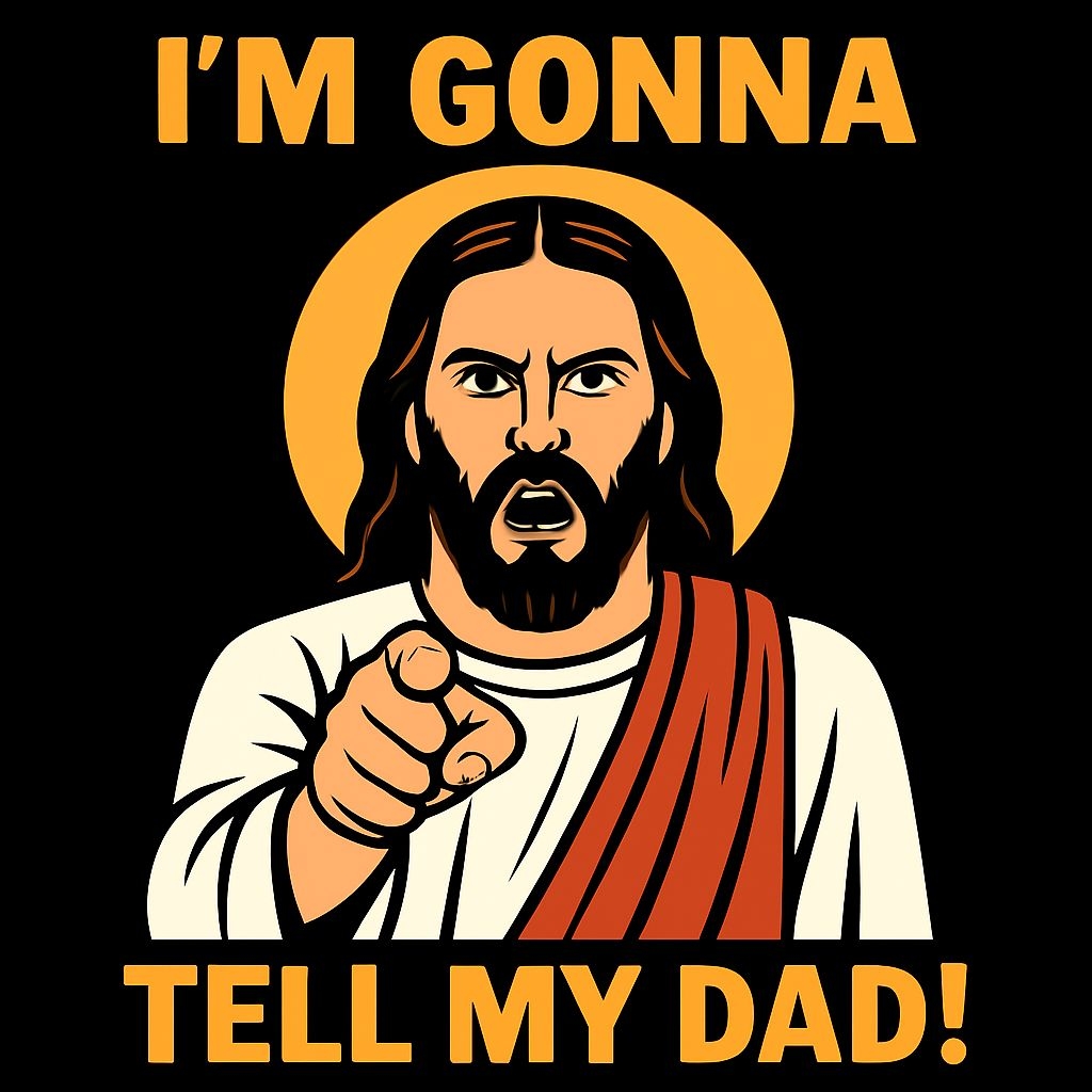 Intense Jesus Christ Comic Illustration with Bold Text T-shirt