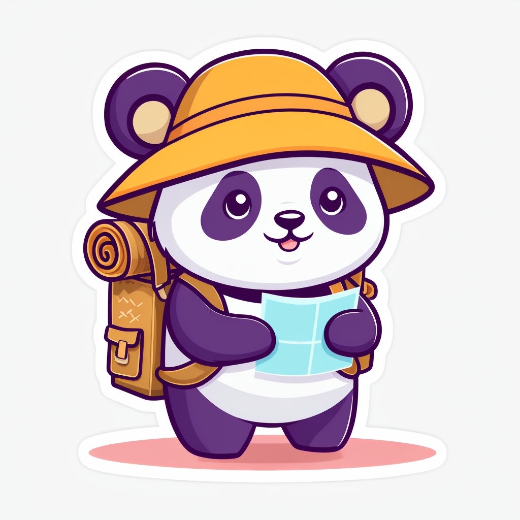 Cute Cartoon Panda Adventurer Illustration Sticker