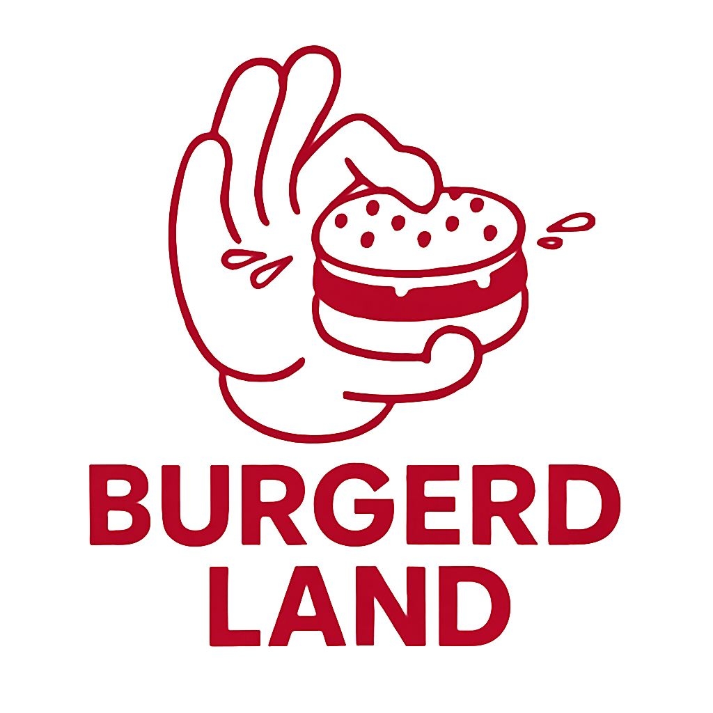 Playful Minimalist Hand Holding Burger Logo Design