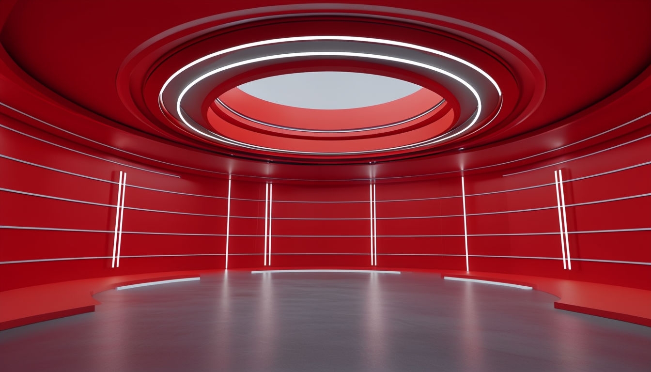 Futuristic Minimalist Red Interior Design Virtual Background