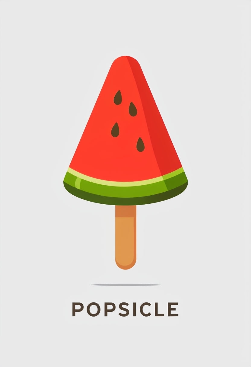 Minimalist Watermelon Popsicle Illustration on Gray Background Poster