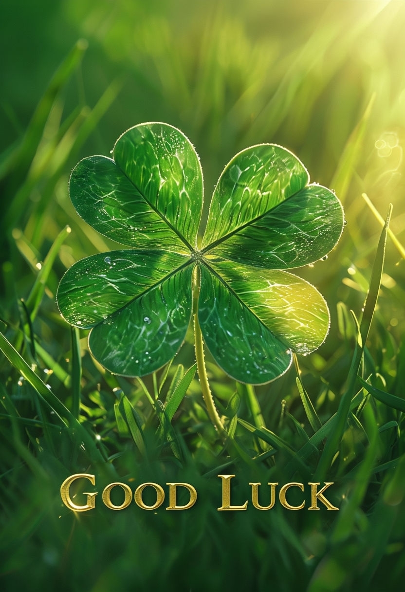 Photorealistic Four-Leaf Clover Good Luck Postcard Art