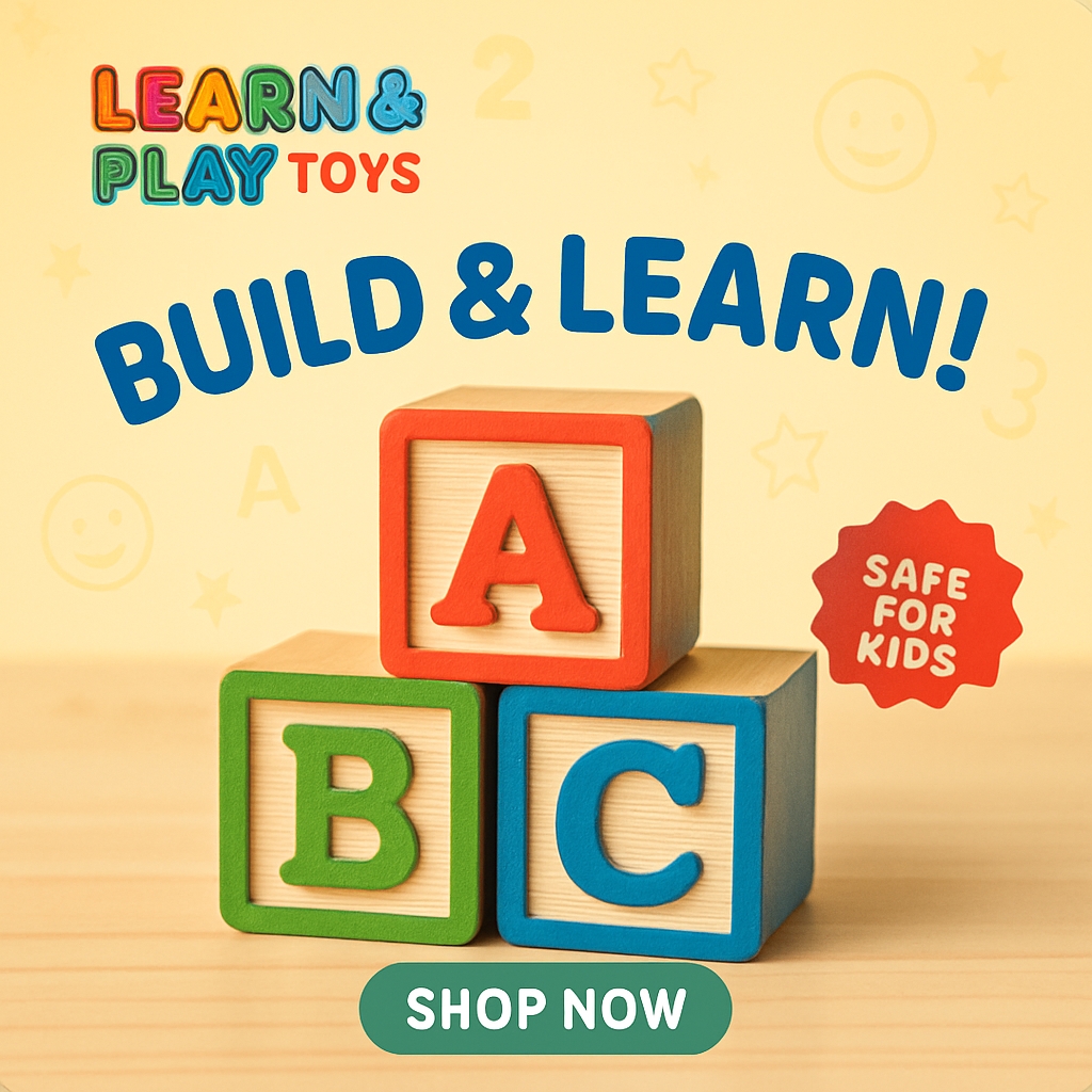 Colorful Wooden Alphabet Blocks Learn and Play Ad