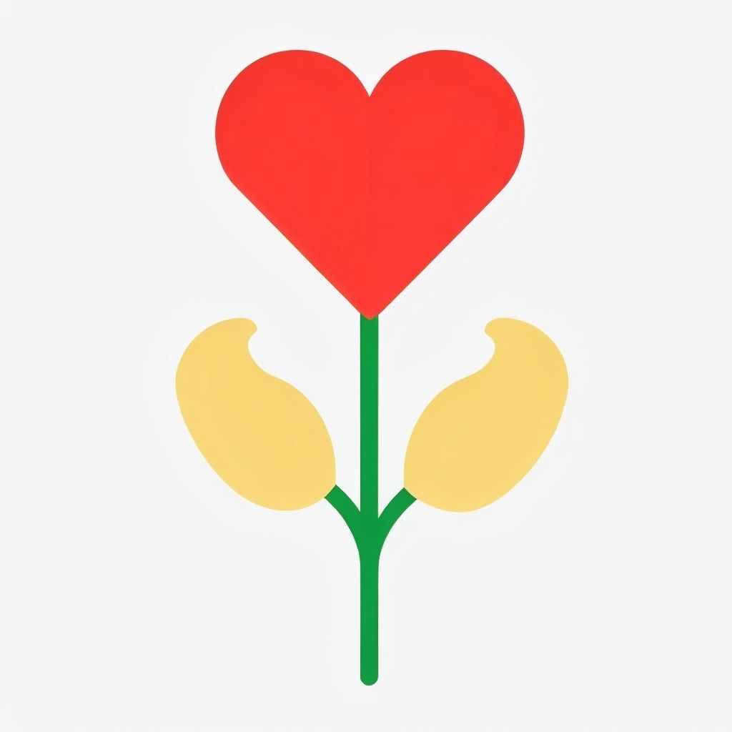 Cheerful Minimalist Cartoon Flower with Heart Petals Sticker
