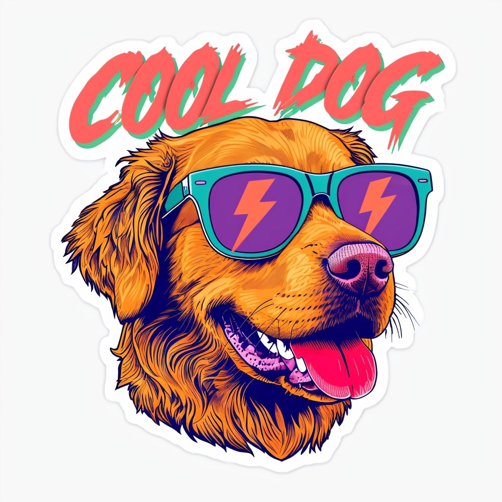 Cool Dog with Retro Sunglasses Pop Art Style Sticker