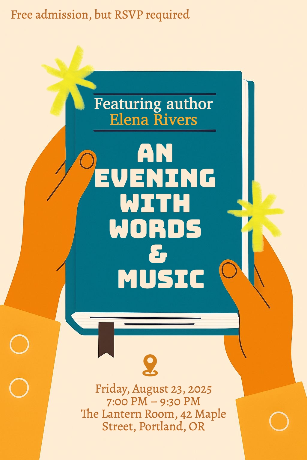 Modern Minimalist Evening with Words and Music Event Poster Flyer