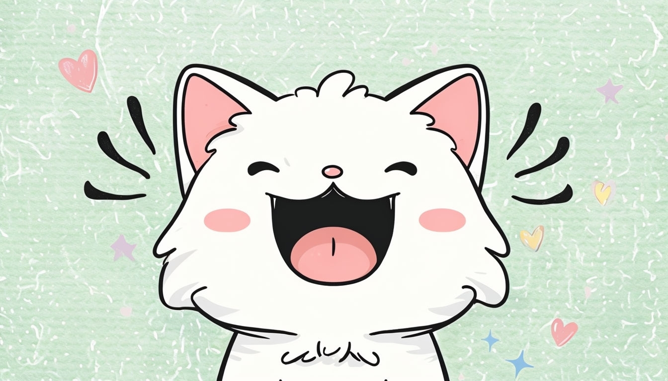 Cute Cartoon Cat with Whimsical Elements Virtual Background