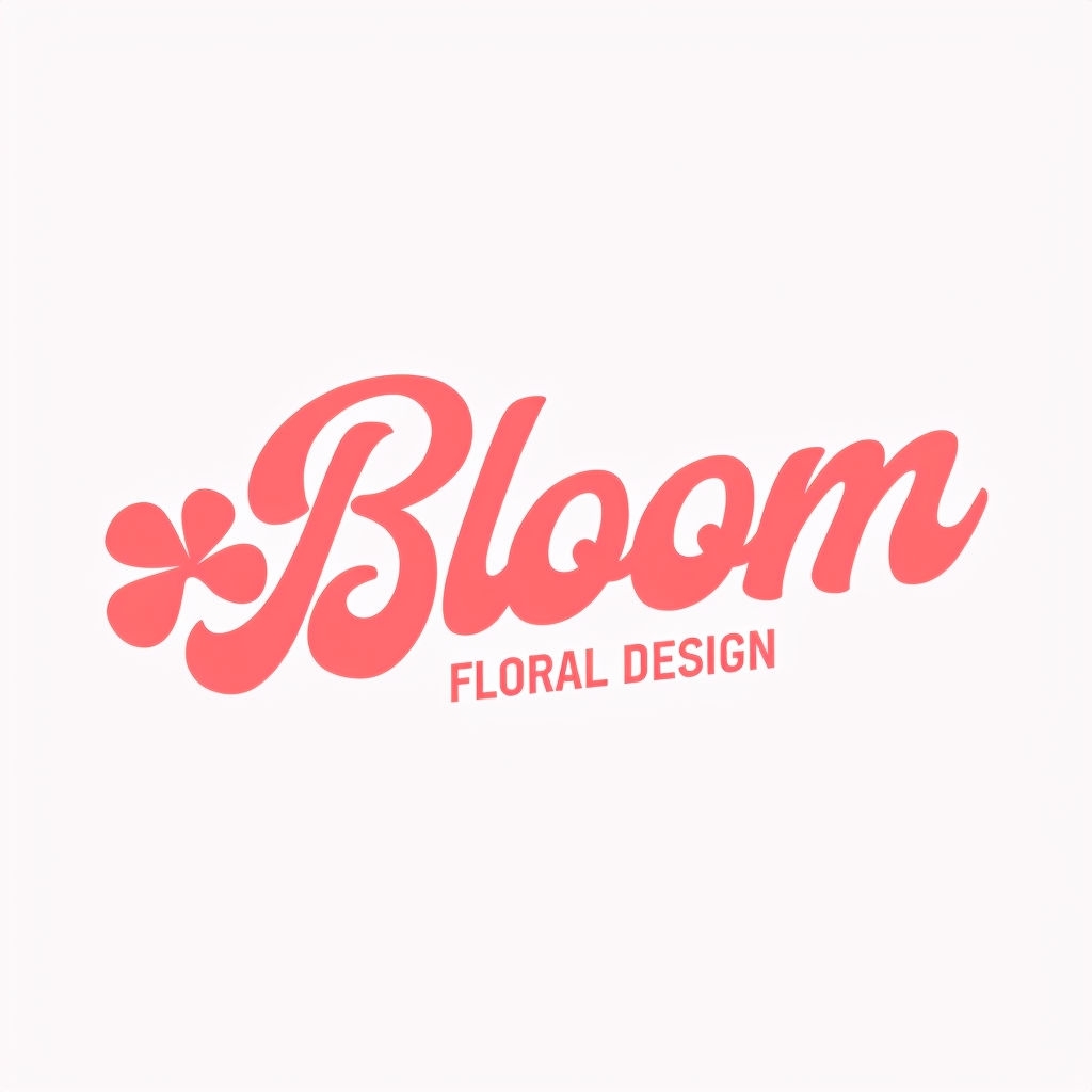 Vibrant Coral Pink Bloom Floral Design Logo