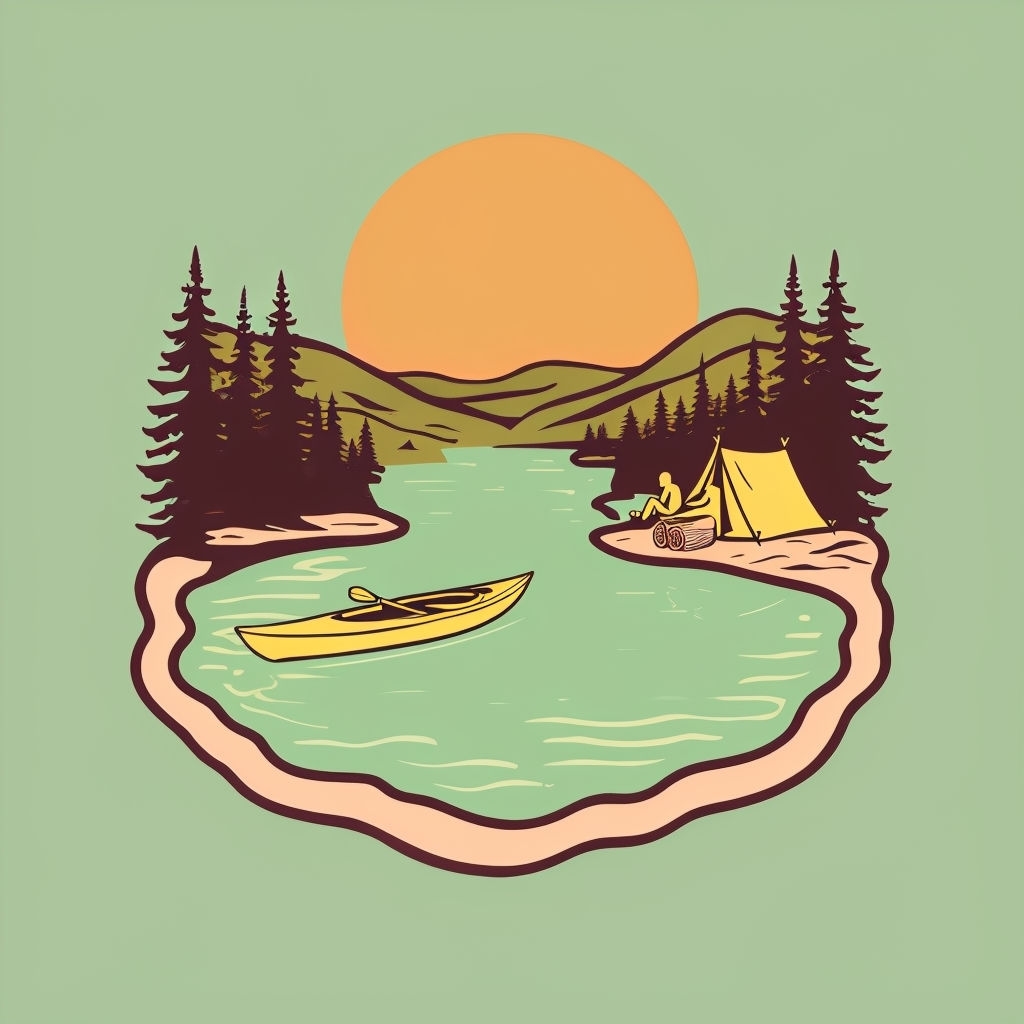 Retro Outdoor Adventure Lakeside Scene T-shirt
