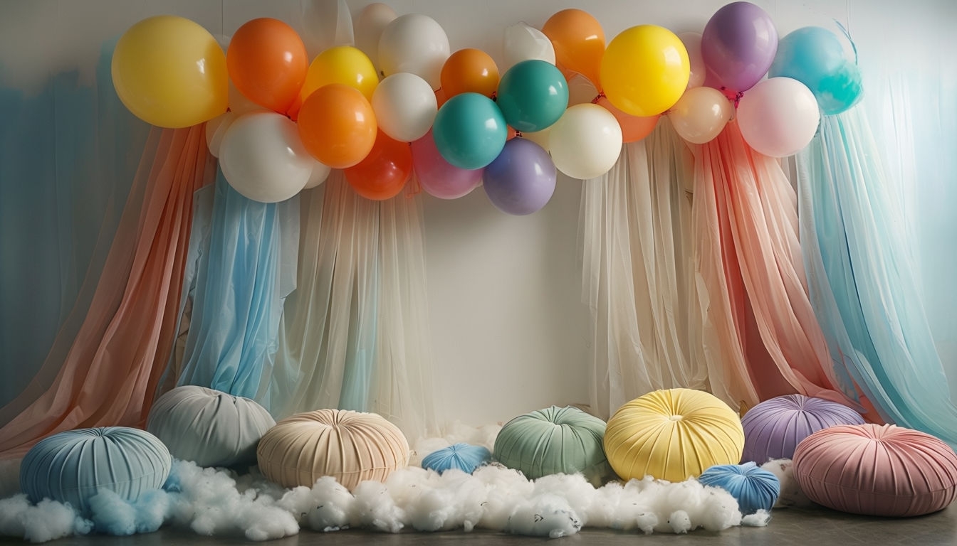Whimsical Pastel Celebration Indoor Scene Virtual Background