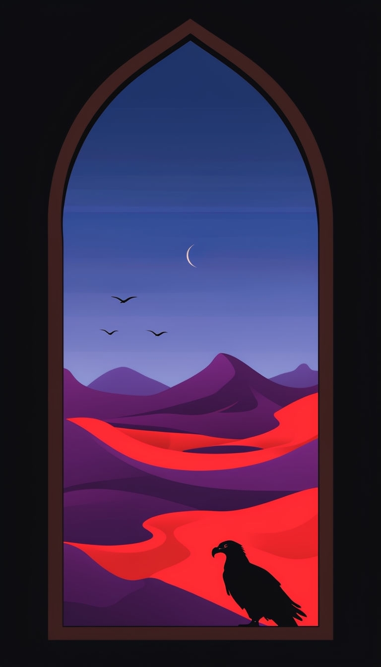 Surreal Minimalist Desert Landscape with Arch Frame Mobile Wallpaper