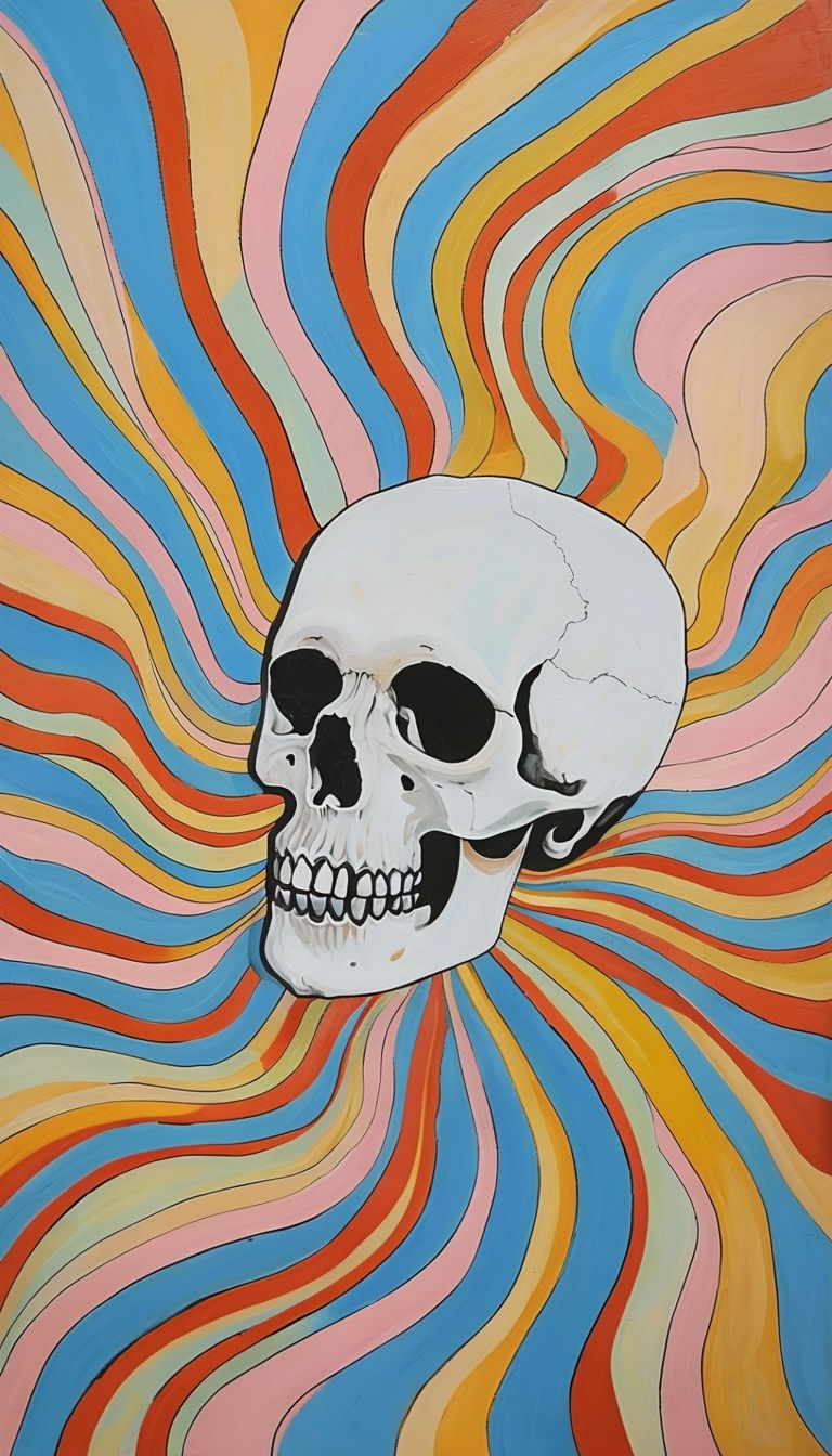 Psychedelic Skull with Flowing Stripes Abstract Phone Case Cover