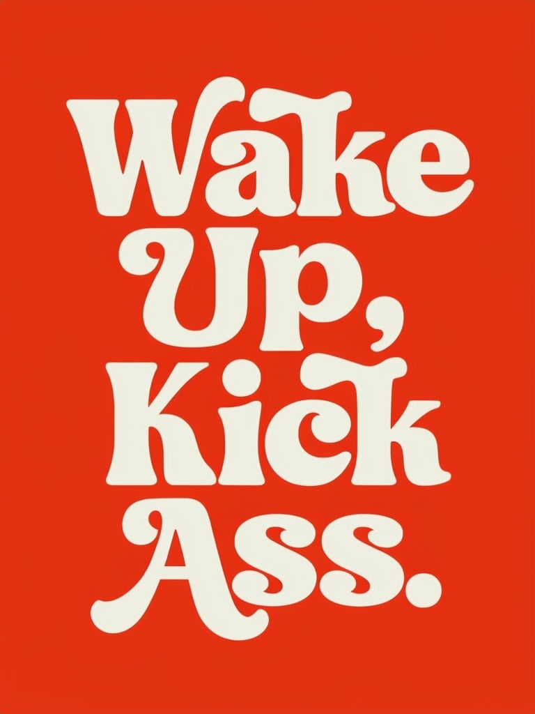 Wake Up Kick Ass Motivational Quote Poster