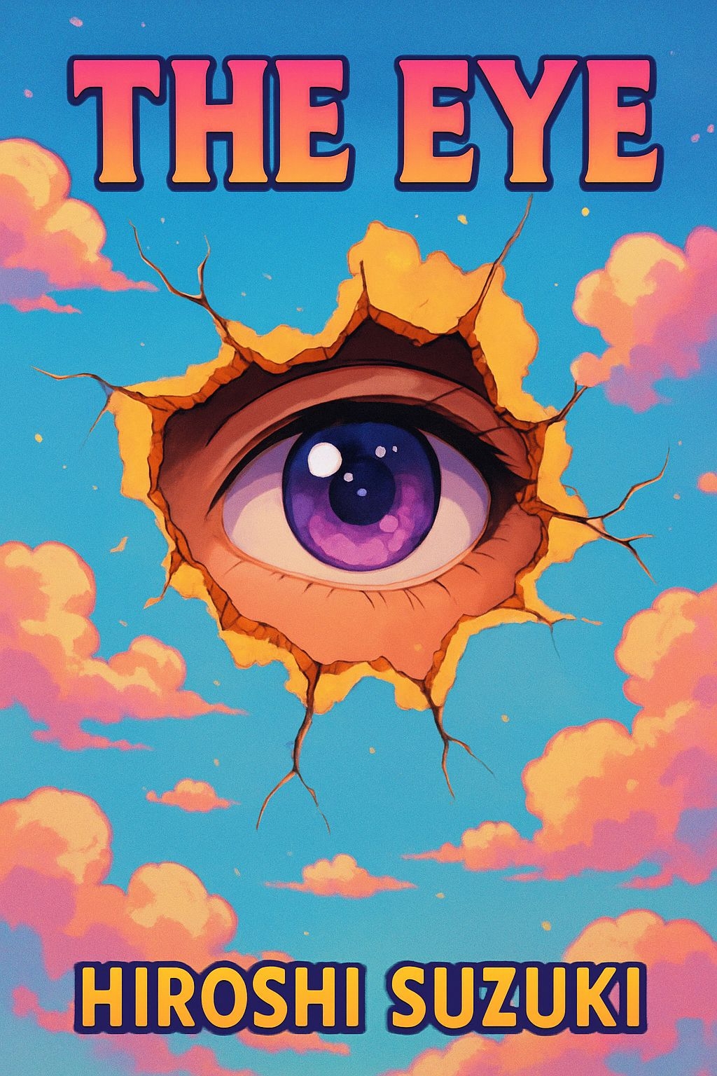 Surreal Anime Eye Illustration with Dreamy Sky Details EBook Cover