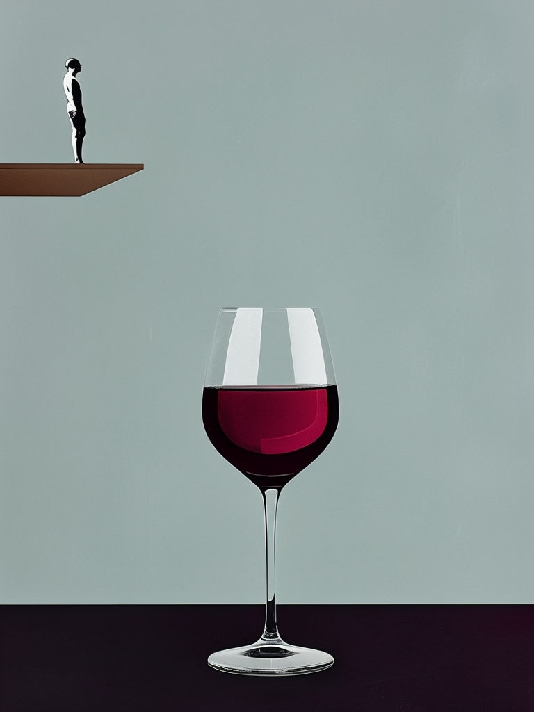 Minimalist Diver and Wine Glass Artwork Poster