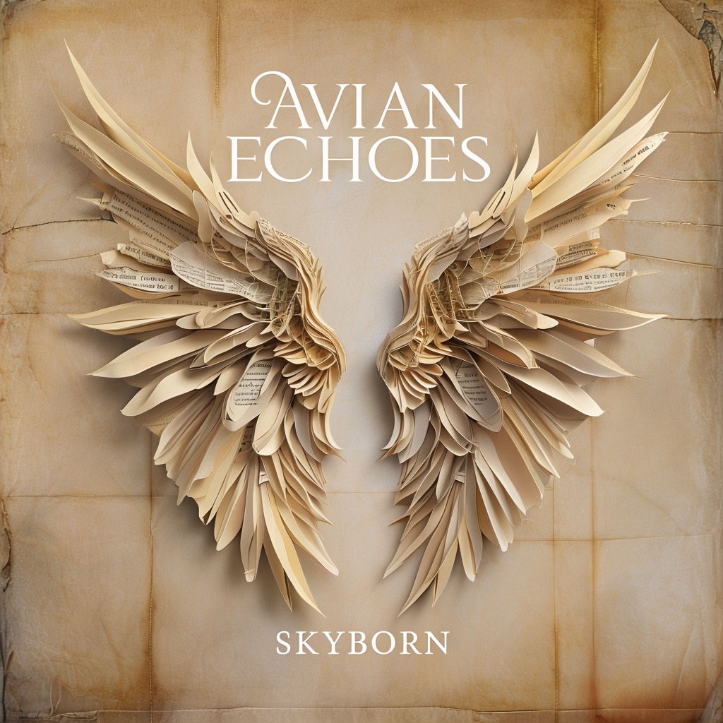 Intricate Vintage Wings Design for Avian Echoes Album Cover