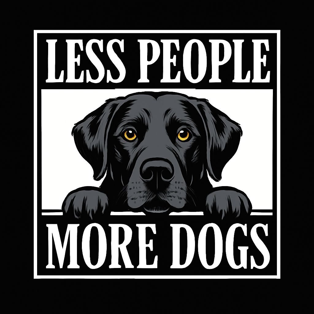 Black Labrador Retriever 'Less People More Dogs' Illustration T-Shirt