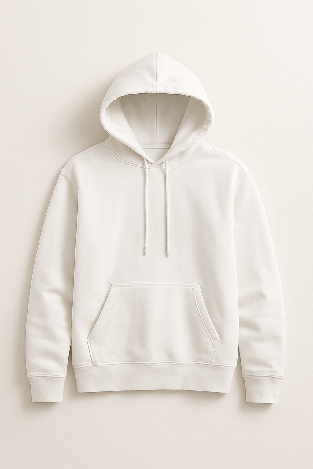 Minimalist White Hoodie Display Mockup on Beige Background