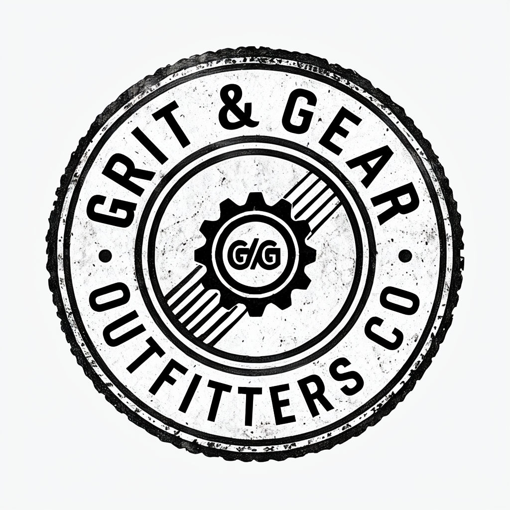 Vintage Grit & Gear Circular Logo Design for Outfitter Company Logo