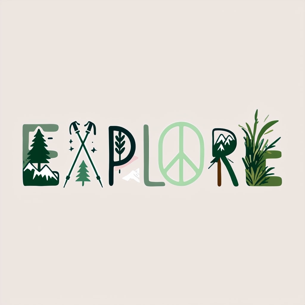 Nature-Inspired Explore Word Art for Adventure T-Shirt
