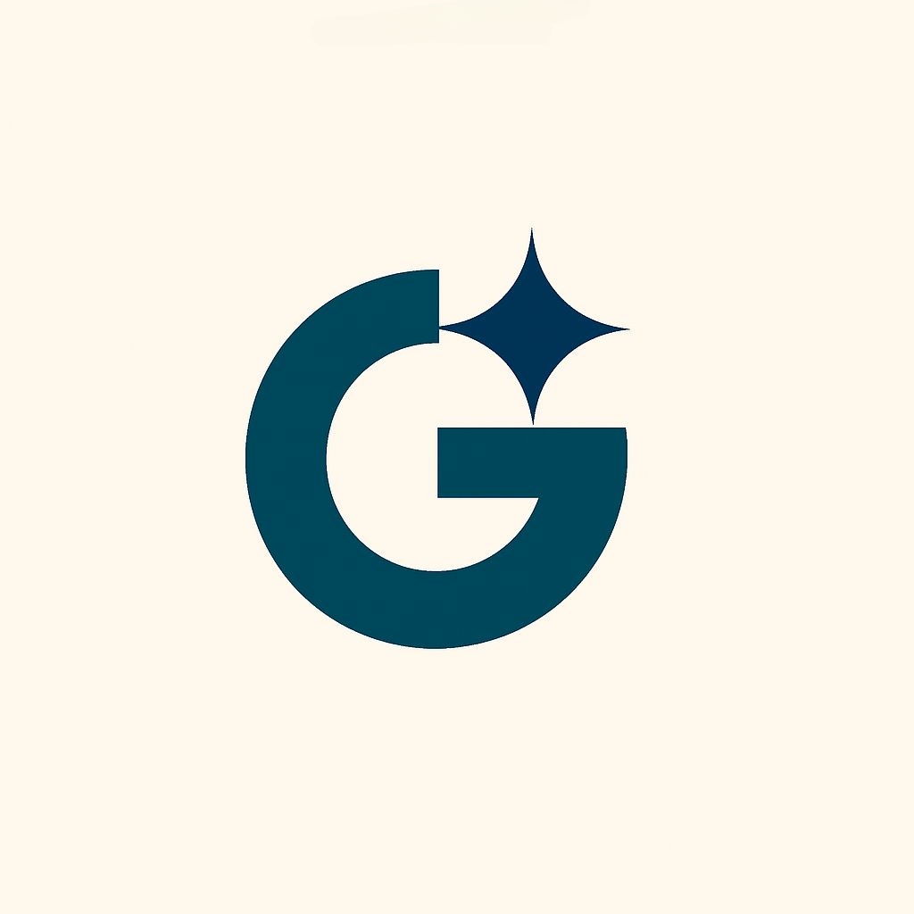 Minimalist Deep Teal G Logo with Navy Star Design Logo