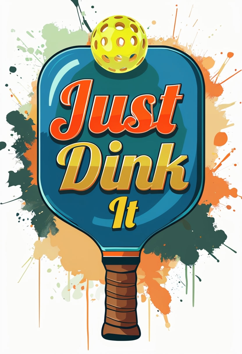 Vibrant Pickleball Paddle Design with Just Dink It Text Sticker