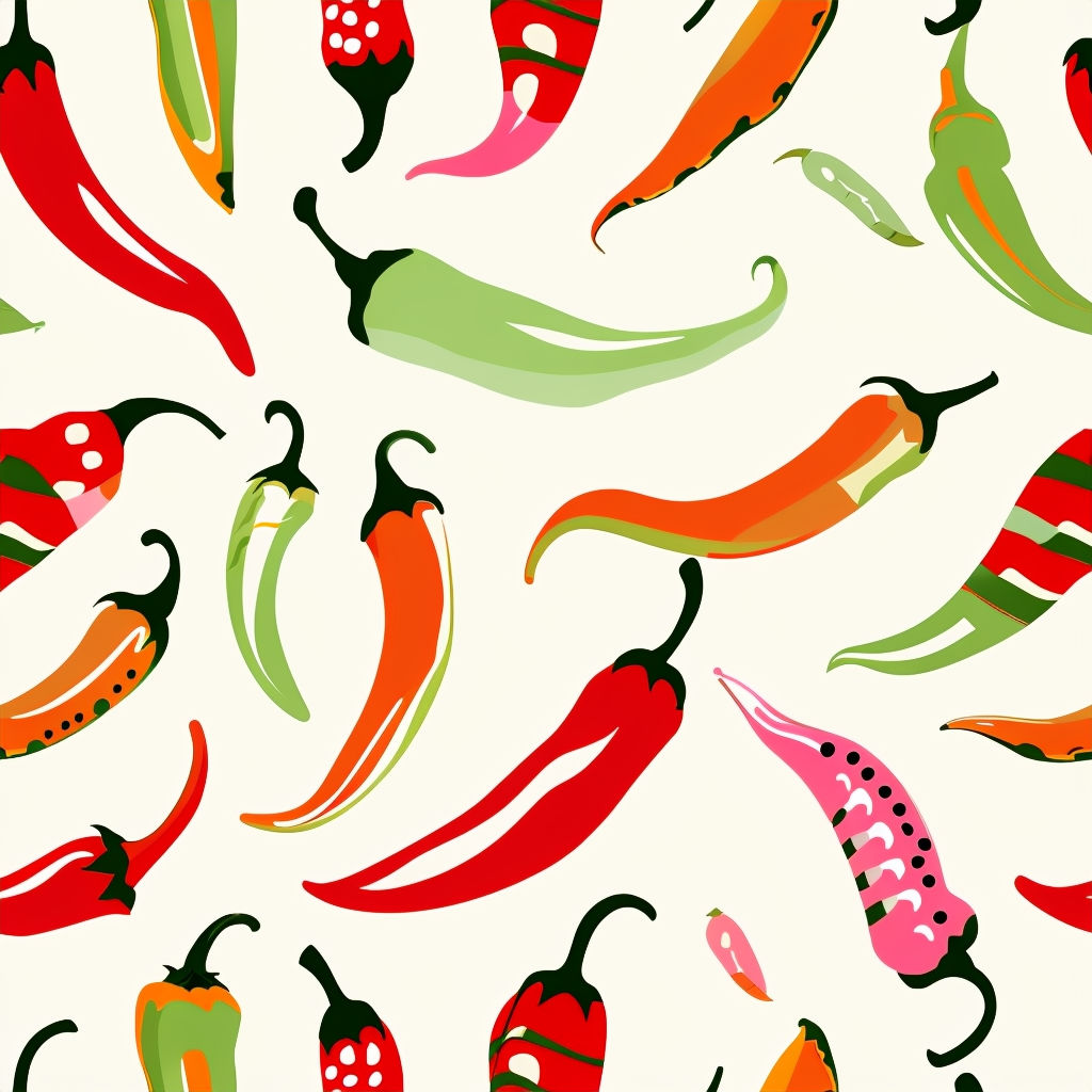 Vibrant Chili Peppers Seamless Pattern for Cheerful Designs Seamless Pattern