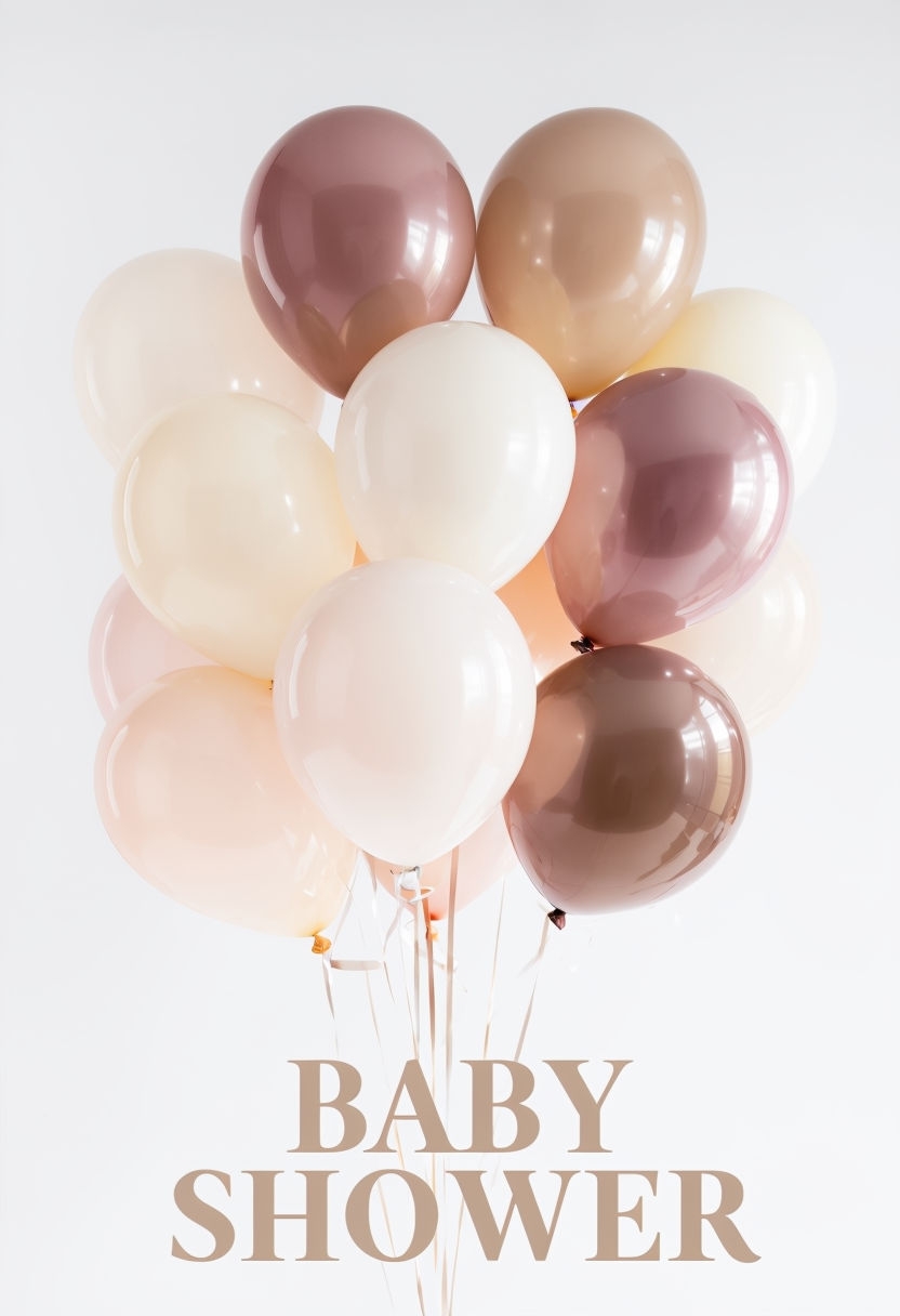 Pastel Balloon Cluster Baby Shower Invitation Design Card