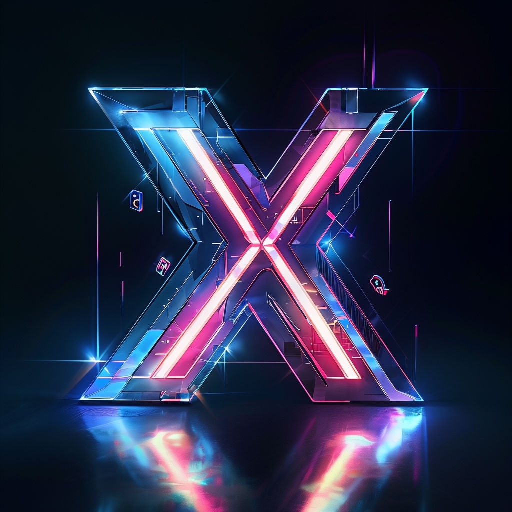 Futuristic Neon Monogram 'X' with High-Tech Cybernetic Style Monogram