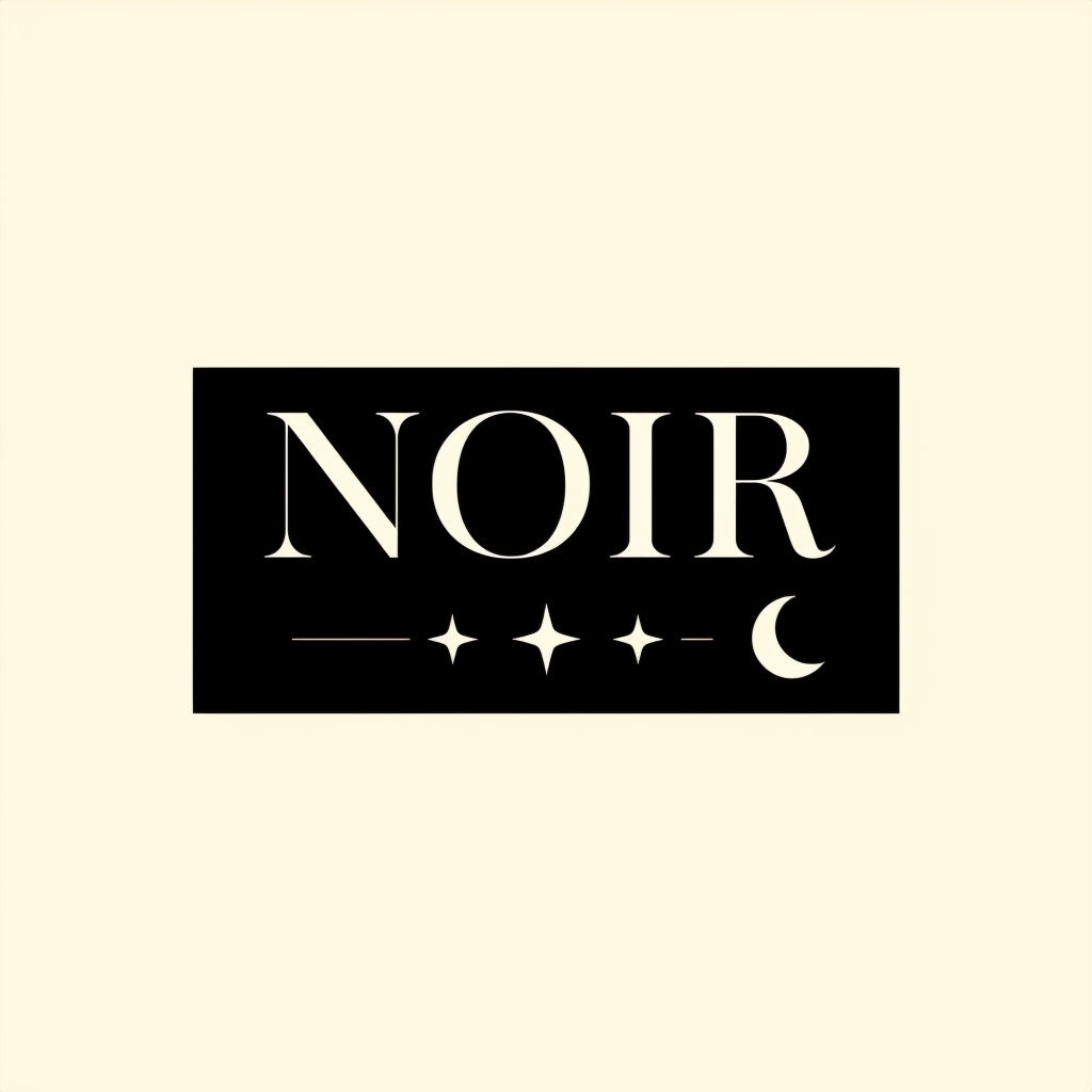 Elegant Minimalist NOIR Logo with Stars and Crescent Moon Design