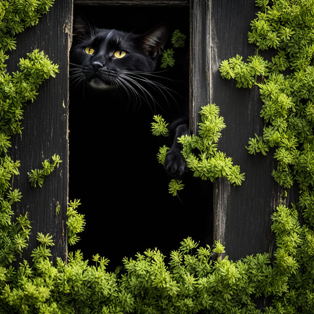 Black big cat hunt fly by Варвара Соловьёва - Playground