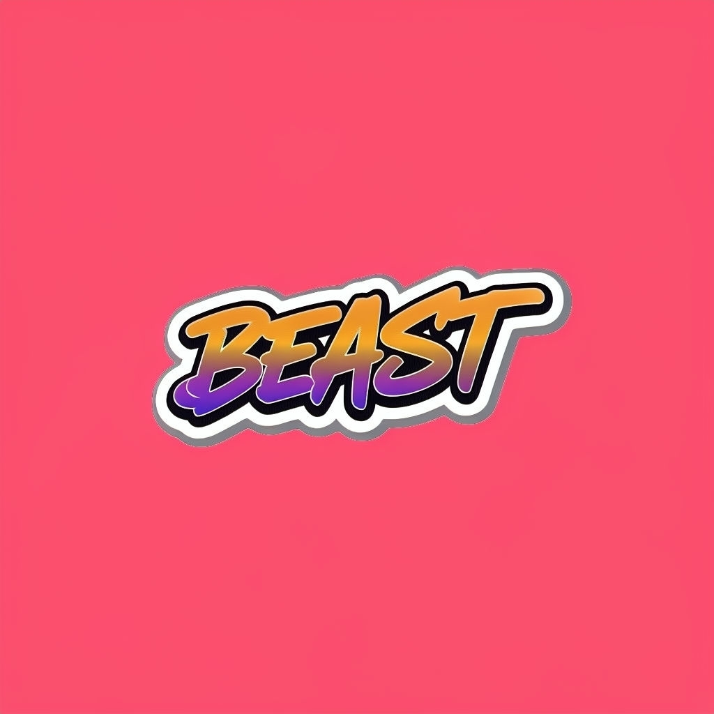 Vibrant Coral Pink BEAST Graffiti Style T-Shirt