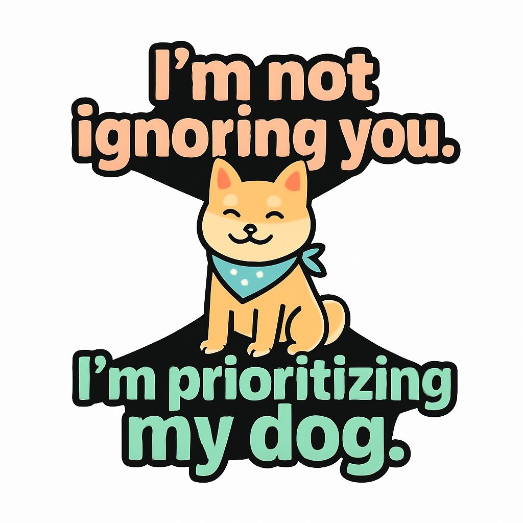 Playful Cartoon Shiba Inu Dog with Humorous Text Sticker