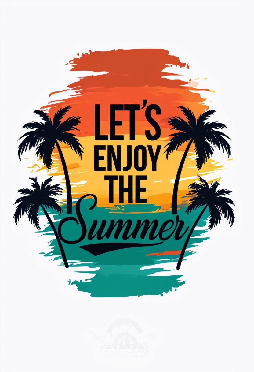 Let's Enjoy the Summer Tropical Typography T-Shirt