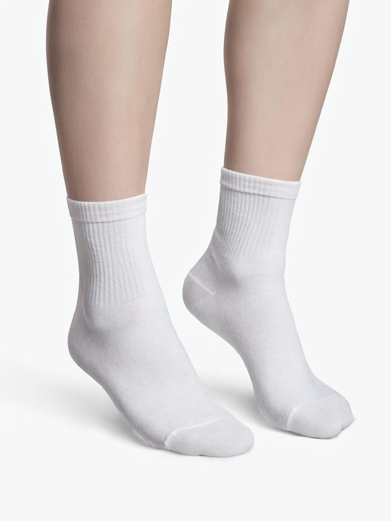 Close-Up of White Ankle-Length Socks for Fashion Mockup