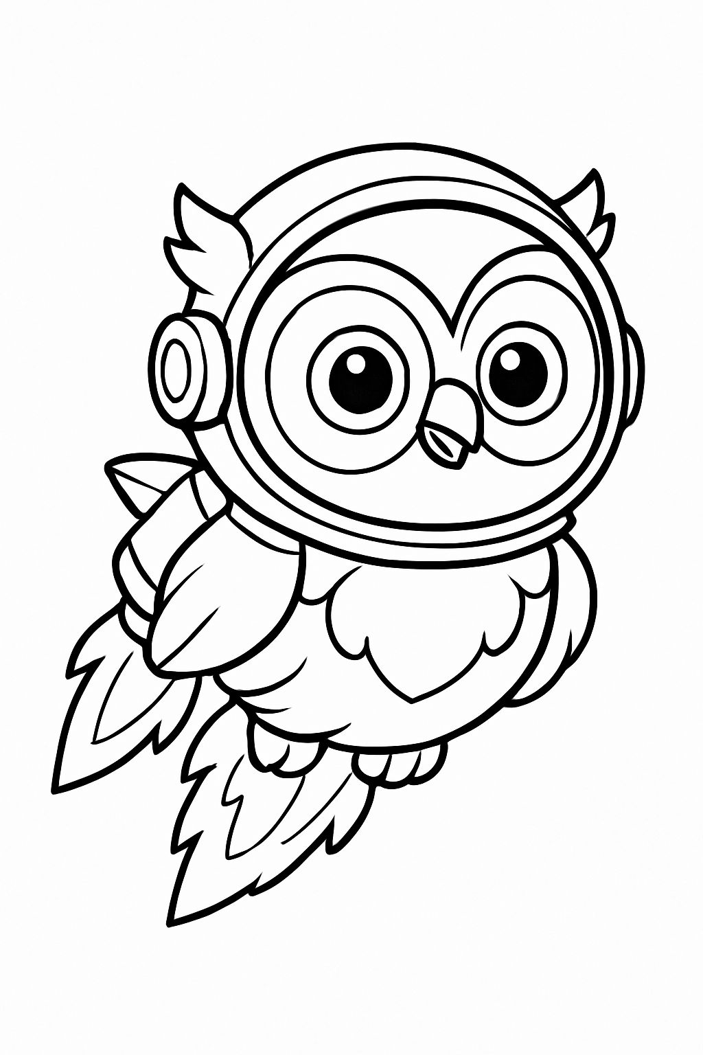 Whimsical Cartoon Owl in Astronaut Helmet Coloring Page