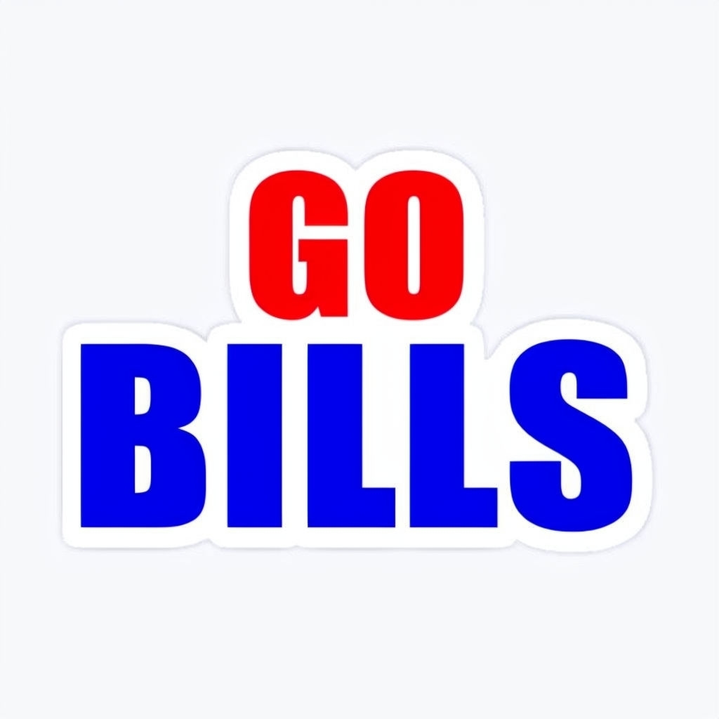 Bold Red and Blue Go Bills Sticker Design