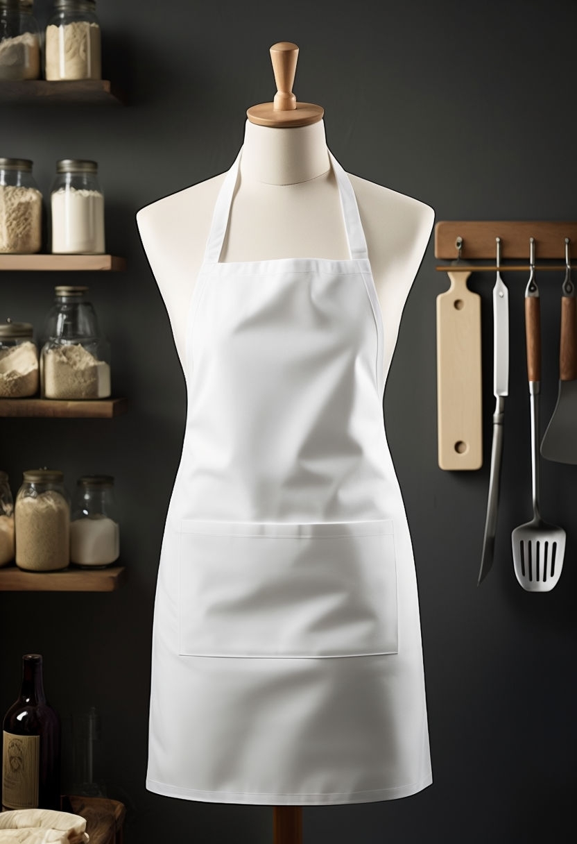 Minimalist White Apron Displayed on Mannequin Poster