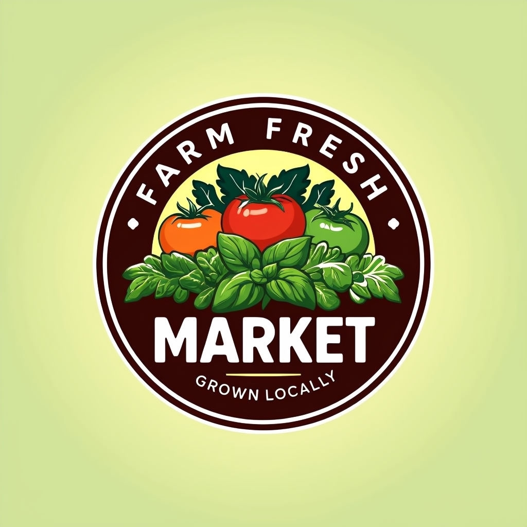 Farm Fresh Market Logo with Vibrant Vegetable Design