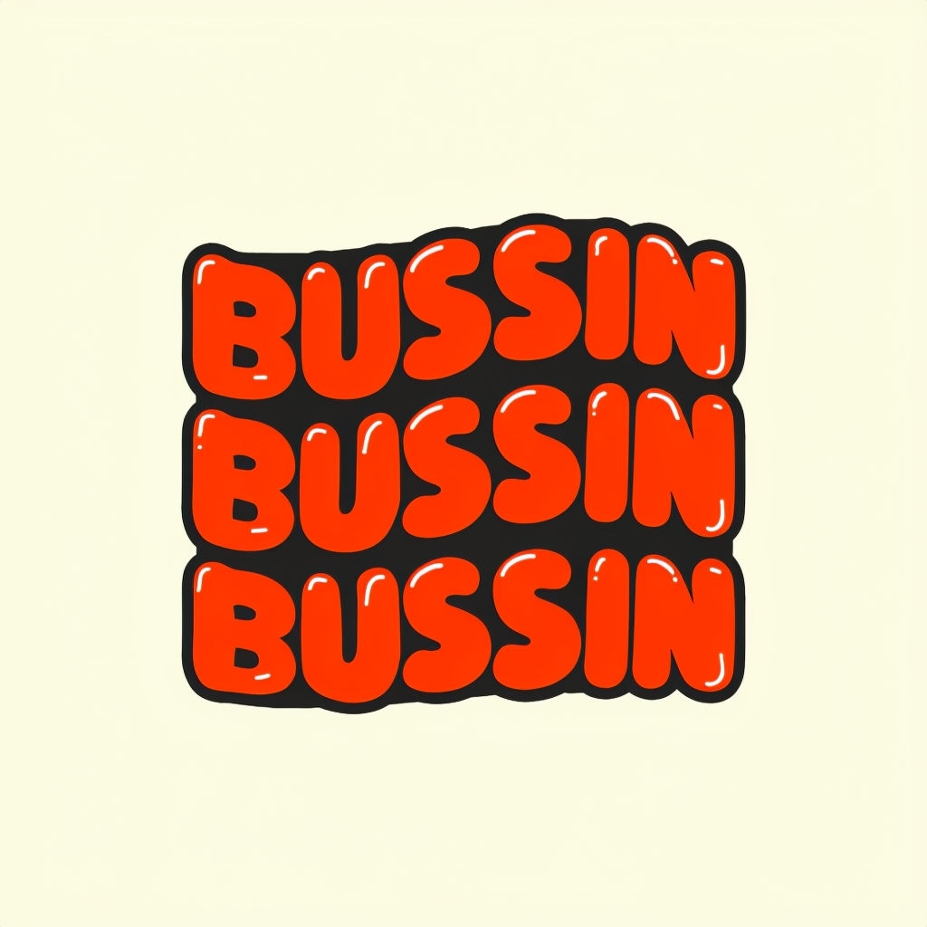 Bold Orange BUSSIN Graphic Design T-Shirt