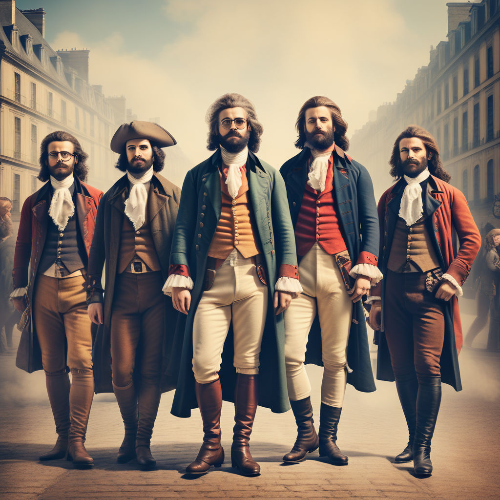 18th century French revolution poster with people dressed as... by