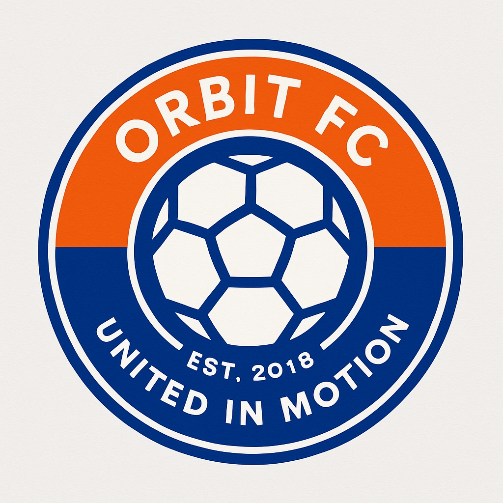 Modern Flat Orbit FC Logo Design with Soccer Ball Icon