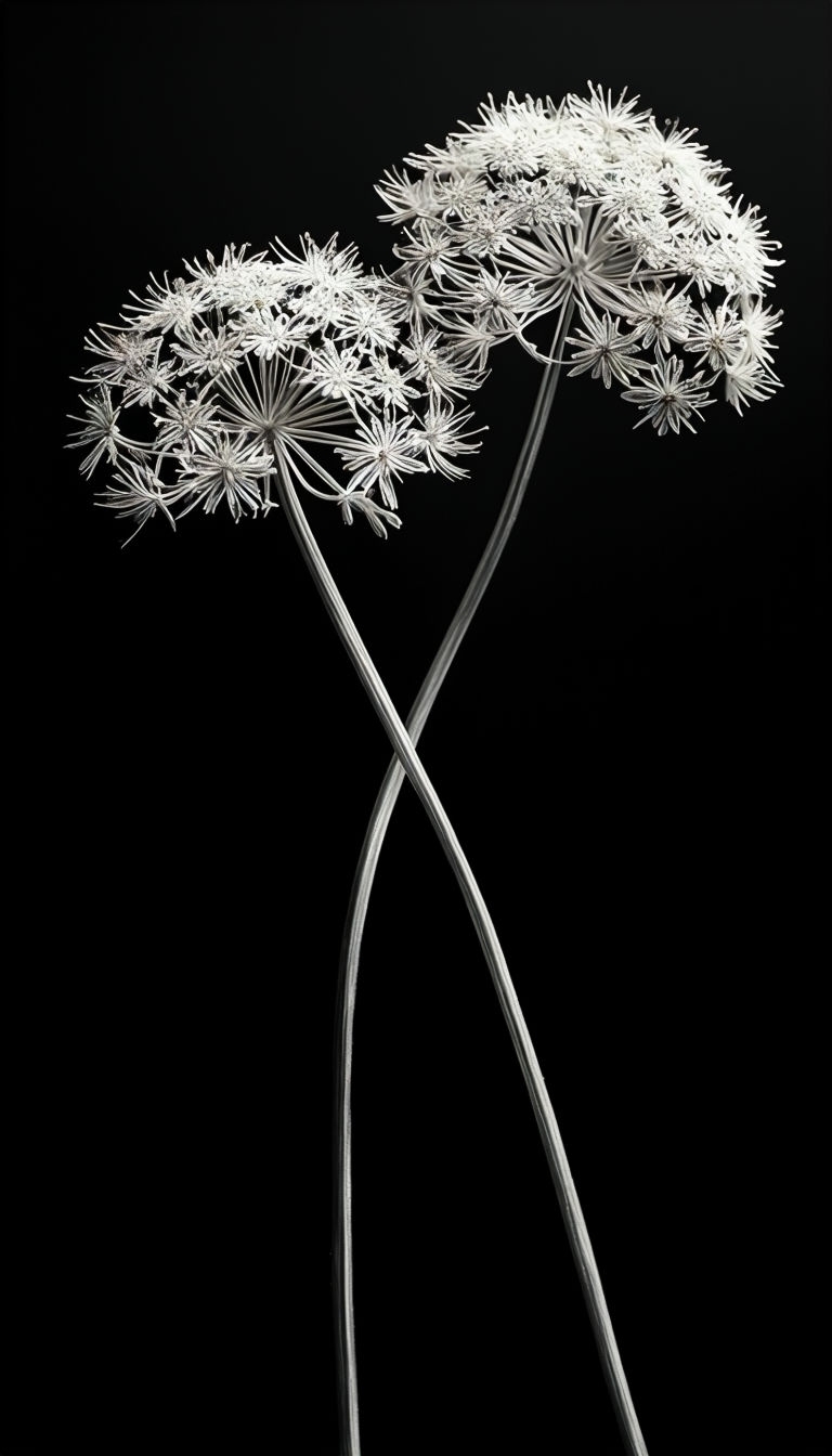 Elegant White Dill Flowers Minimalist Art Mobile Wallpaper